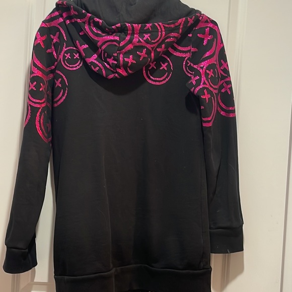 Hot Pink & Black Hooded Jacket /Mini dress for Spring - Picture 2 of 2